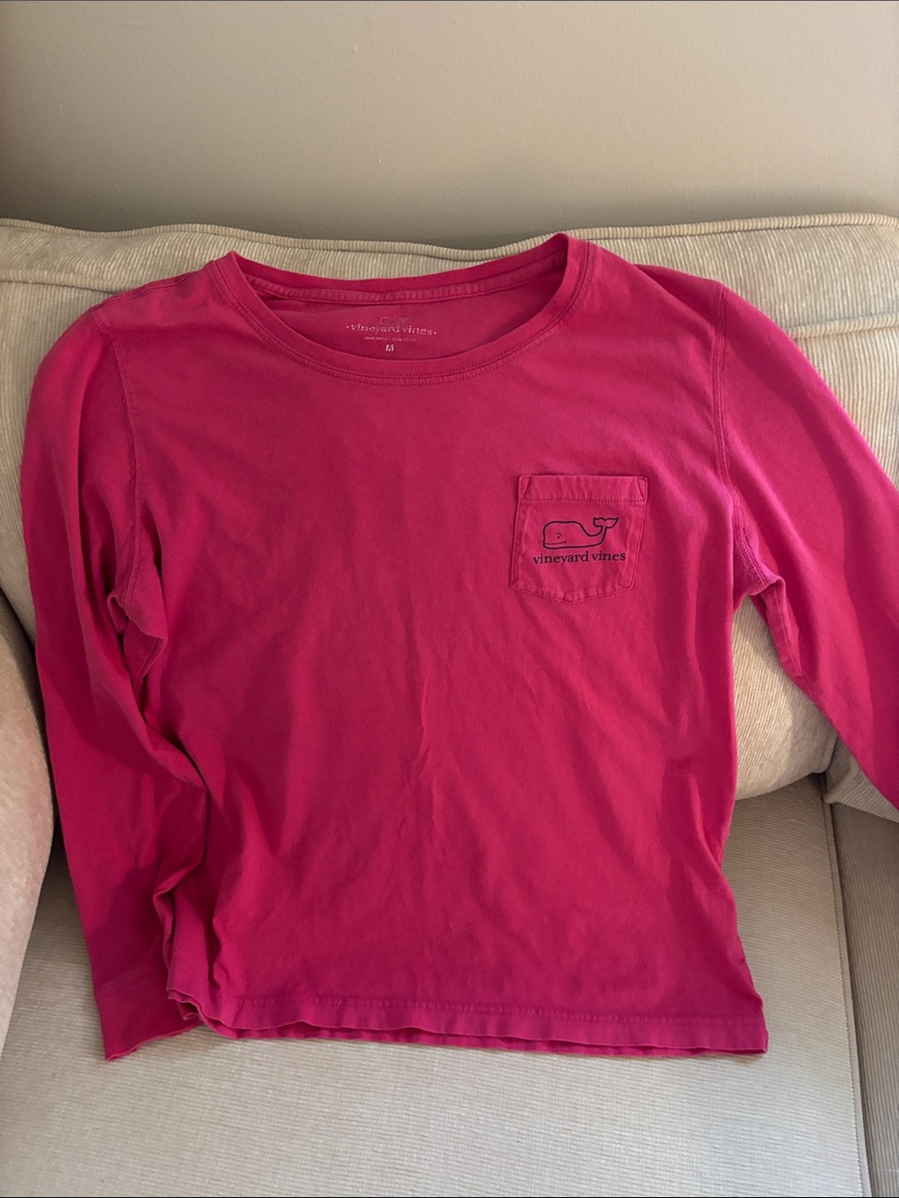 Vineyard Vines Hot Pink Long-Sleeve Pocket Tee